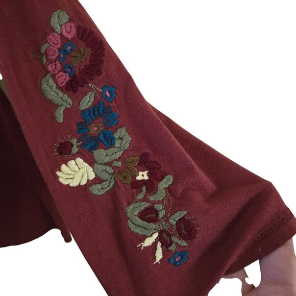 Sundance Burgundy Fully Embroidered Top Size M - Picture 3 of 7